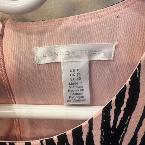 LONDON TIMES WOMEN'S DRESS BLACK AND PINK GEO DESIGN SIZE 10 - Picture 6 of 6